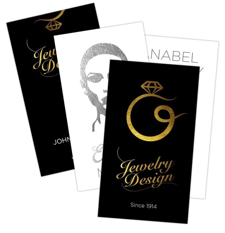 1.75&quot; x 3.5&quot; 16PT Silk R.C. Foiled Business Cards, 500 - 5/4