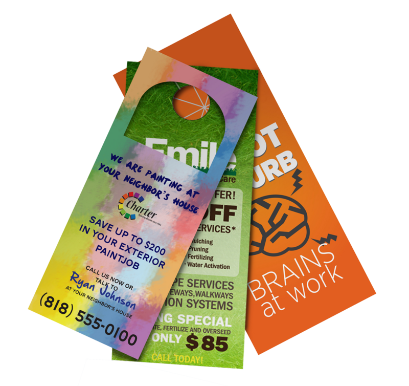 3.5&quot; x 8.5&quot; Die Cut Door Hangers On 100LB GLOSS Cover with AQ, 2500 - 4/0