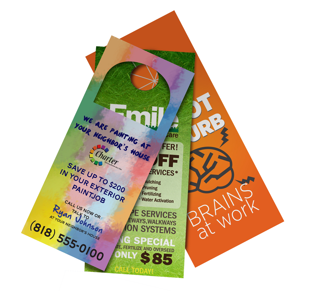 3.5&quot; x 8.5&quot; Die Cut Door Hangers On 100LB GLOSS Cover with AQ, 5000 - 4/4