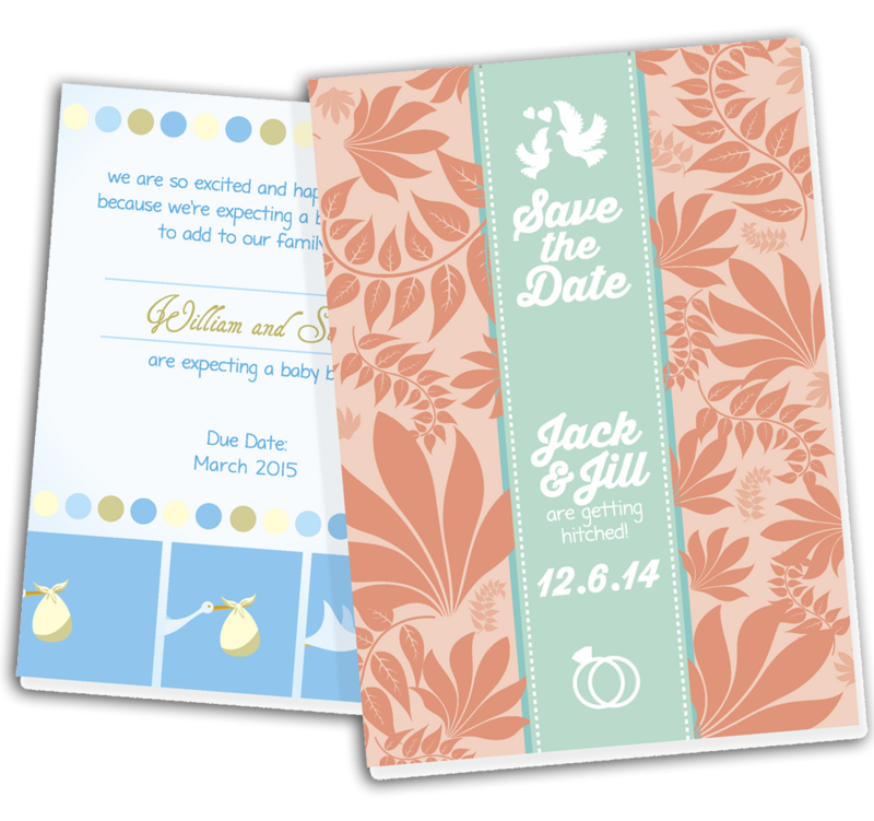 4.25&quot; X 5.5&quot; 16PT R.C. Announcement Cards with Full UV front only, No UV Coating on t, 100 - 4/0