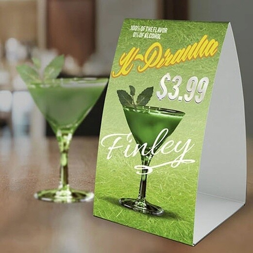 5&quot; X 5.5&quot; (Flat Size: 5 X 16.5) 14PT Table Tent with UV, die cut, 1000 - 4/0