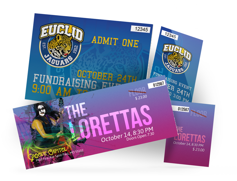 5.5&quot; x 2&quot; 16PT Tickets, UV  w/ Numbering, 100 - 4/4
