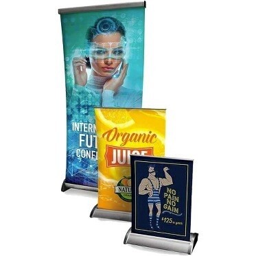 Tabletop Retractable Banner Stand With 11&quot; X 17&quot; 10mil Premium Vinyl Indoor Banner