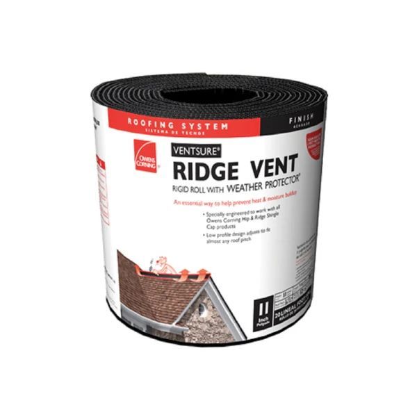 Owens Corning Ventsure Black Plastic Continuous Unfiltered Ridge Vent 20 ft. L x 11.25