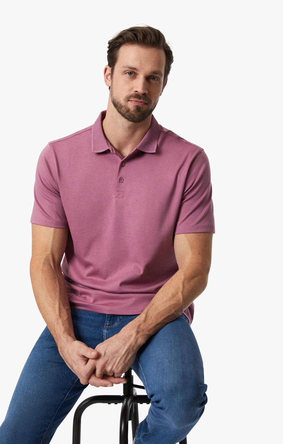 Polo T-Shirt - Pima Cotton, Size: M, Colour: Rosewood