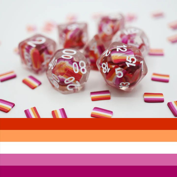 Lesbian Flag RPG Dice Set