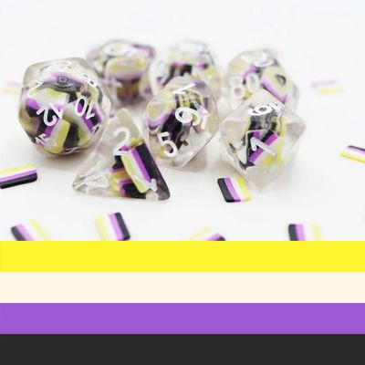 Nonbinary Flag RPG Dice Set
