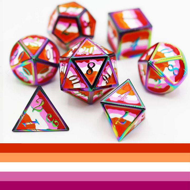 Lesbian Pride Flag - Metal RPG Dice Set