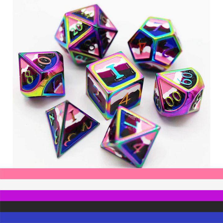 Genderfluid Pride Flag - Metal RPG Dice Set