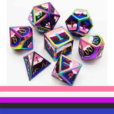 Genderfluid Pride Flag - Metal RPG Dice Set