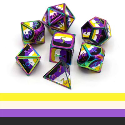Non Binary Pride Flag - RPG Metal Dice Set