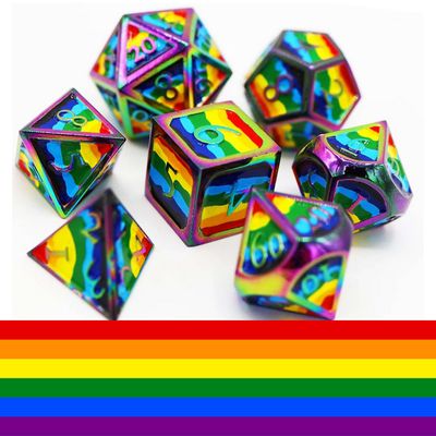 Rainbow Pride Flag - Metal RPG Dice Set