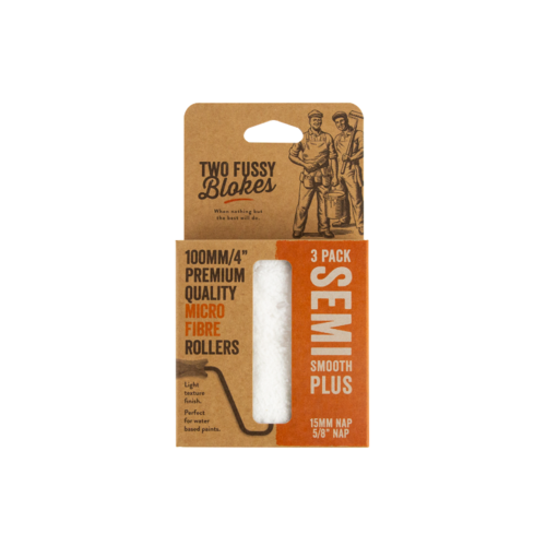 4&quot; 15MM TWO FUSSY BLOKES SUPER MINI MICROFIBRE ROLLER SLEEVES, 3 PACK