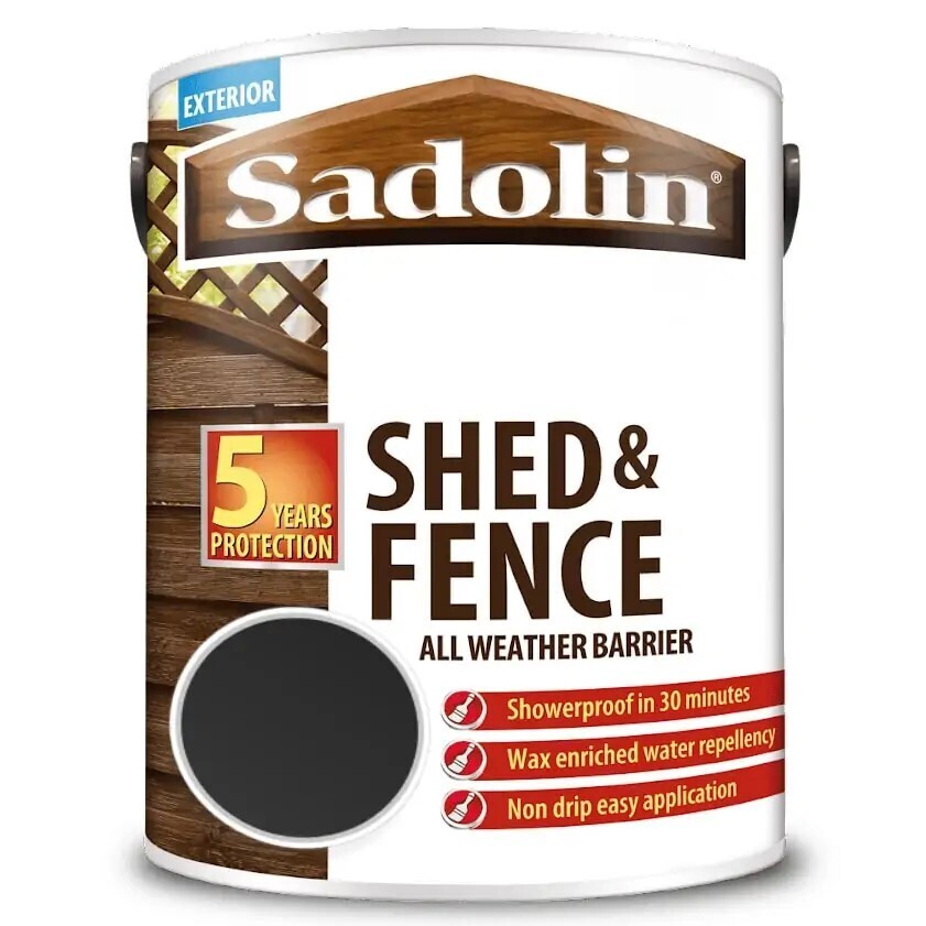 Sadolin Shed & Fence All Weather Barrier Ebony Wood 5 Litre