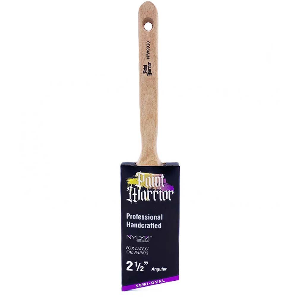 Paint Warrior Oval Angle Sash Brushes (Long Handle)