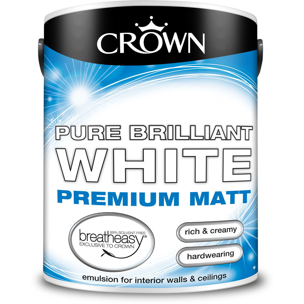 Crown Premium Matt Emulsion Paint Pure Brilliant White