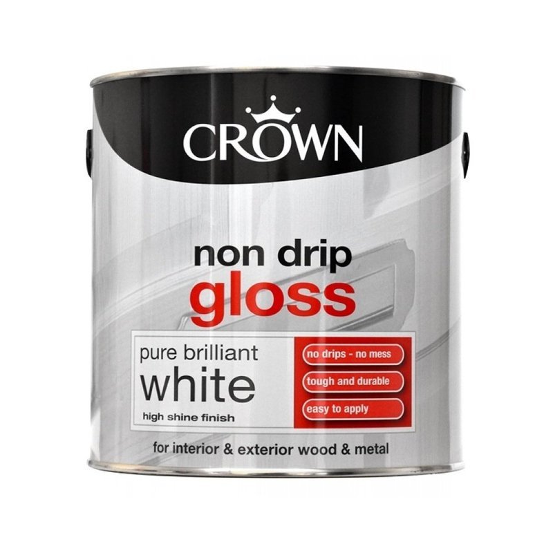 Crown Non Drip Gloss Paint Pure Brilliant White