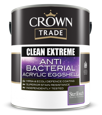 CROWN TRADE CLEAN EXTREME ANTI-BACTERIAL ACRYLIC EGGSHELL 5LTR