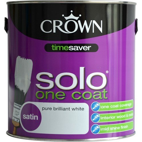 Crown Solo One Coat Satin Brilliant White Paint
