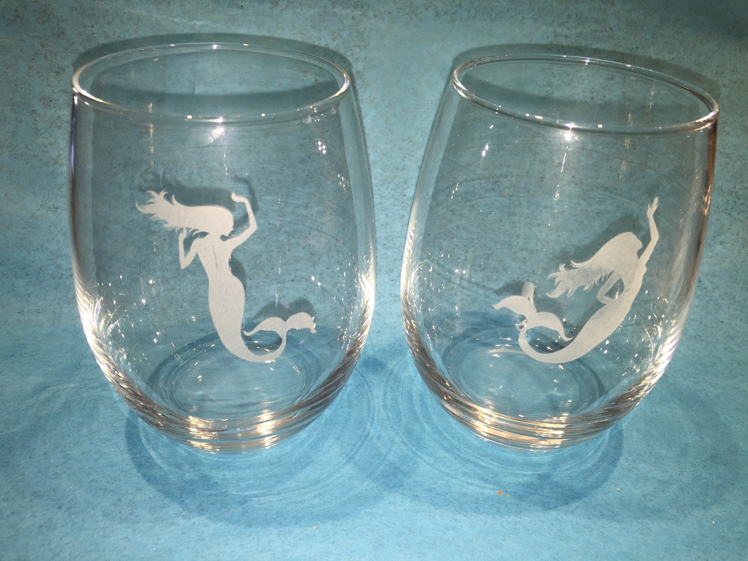 Mermaid Stemless 21 Oz. Wine Glasses -Set of 4
