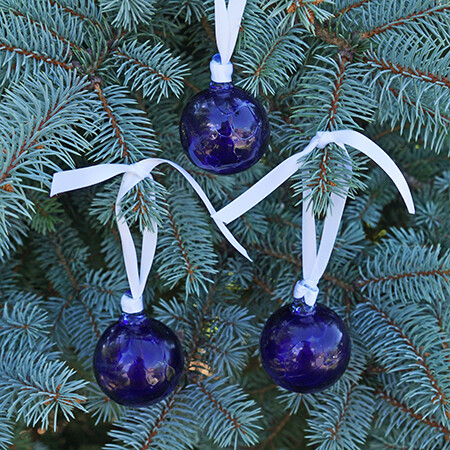 Ornaments - Glass - Blue Crystal 2" Ball (set of 3)
