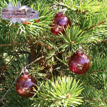 Ornaments - Glass - Cranberry Red Crystal 2" Ball (set of 3)