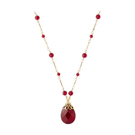 Red Siam Faceted Briolette Pendant Necklace