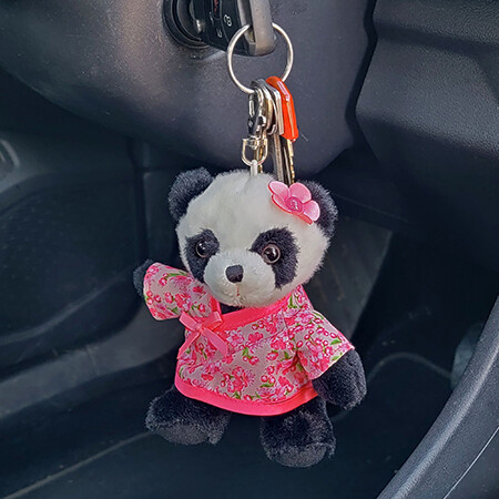 Cherry Blossom Panda Keychain