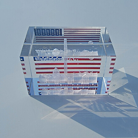 Gifts - Glass Etch - Washington DC American Flag
