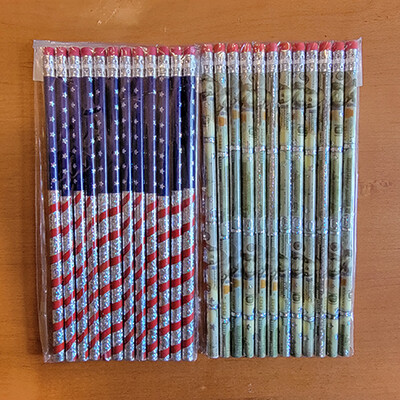 American Flag and US Dollar Pencil Set