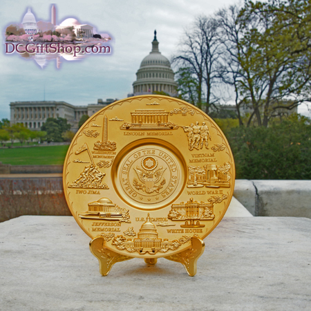 Gifts - Plate - Washington DC Landmark Gold Souvenir