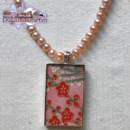 Gifts - Cherry Blossoms - Japanese Washi Paper Necklace/Sterling Silver