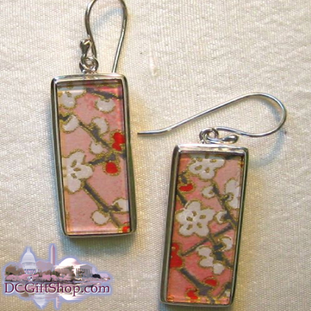 Gifts - Cherry Blossoms - Japanese Washi Paper Earrings/Sterling Silver