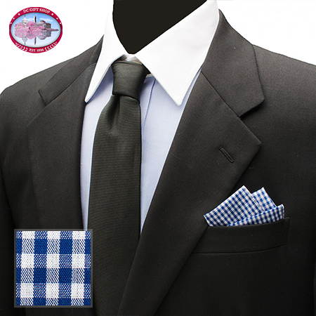 Gifts - Blue Gingham Cotton Pocket Square