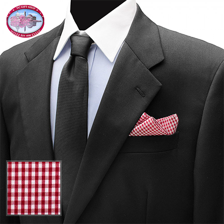 Gifts - Red Gingham Cotton Pocket Square