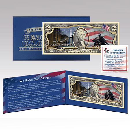 Gifts - Money - Commerative Veterans Day $2 Bill