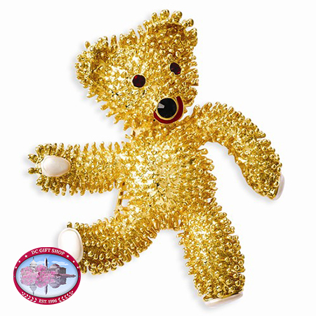 Kennedy Teddy Bear W/Swarovski Crystals Brooch