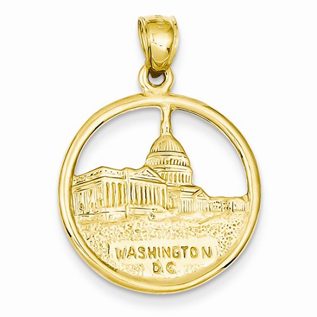 14k Reversible Washington D.C. in Disc Pendant