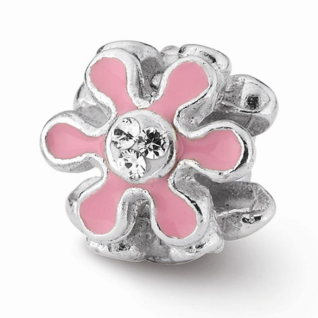 Sterling Silver Reflections Pink Flower W/Swarovski Elements Bead