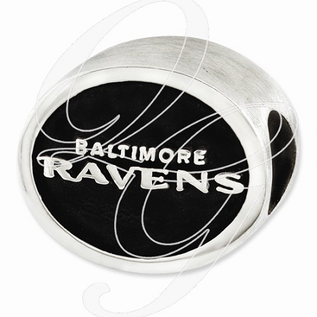Sterling Silver Enameled Baltimore Ravens NFL Bead
