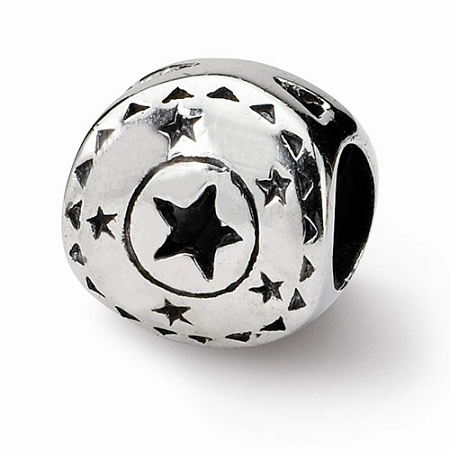 Sterling Silver Reflections Circle W/Stars Bead