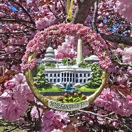 Washington DC Cherry Blossom Ceramic Wreath Ornament