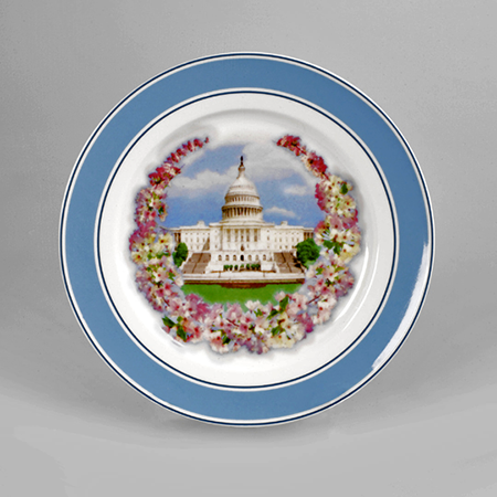 United States Capitol Cherry Blossom Porcelain Plate