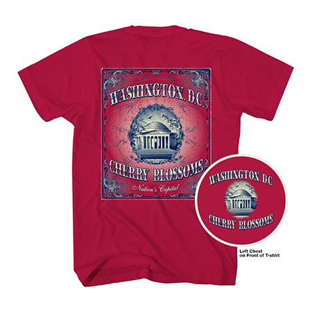 Red Jefferson Memorial Cherry Blossom Tee Shirt