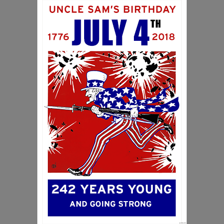 July 4th 2018 Uncle Sam Birthday Print
