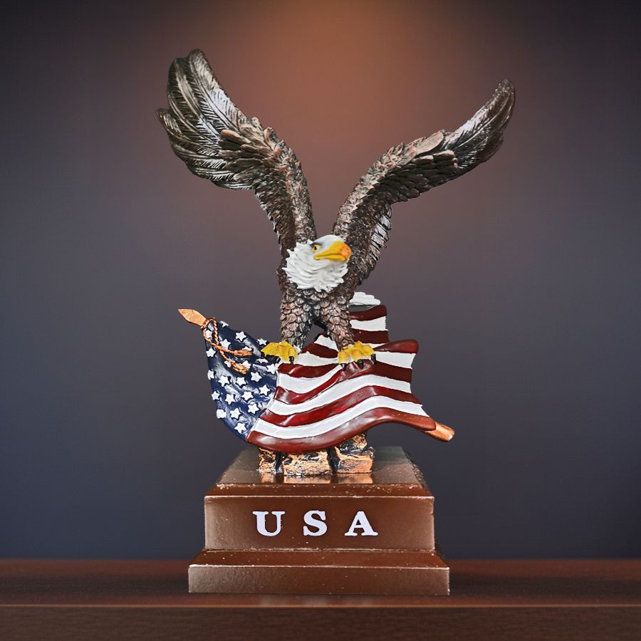 American Bald Eagle with Flag