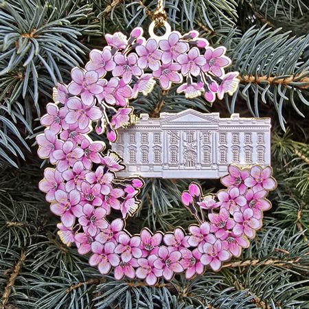 White House Cherry Blossom Wreath Ornament
