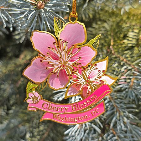 Gold Finish DC Cherry Blossom Ornament