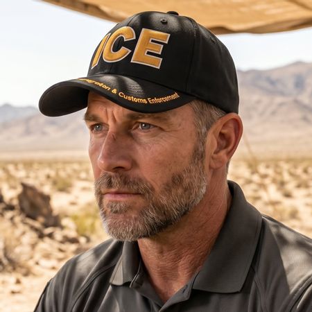 ICE Immigration and Customs Enforcement Black Embroidered Cap