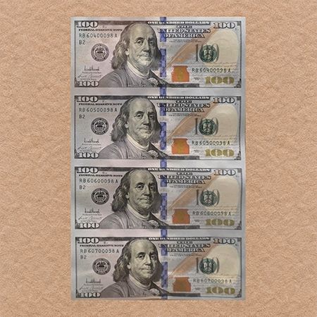 Series 2025 Trump Signature Uncut Sheet of Four $100 Bills
